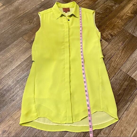 I.Madeline Neon Yellow Mini Tunic Shirt Dress Size Small - Picture 9 of 9